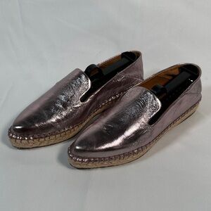 Franco Sarto Metallic Leather Espadrille Loafers Size 7 | Slip On Flats